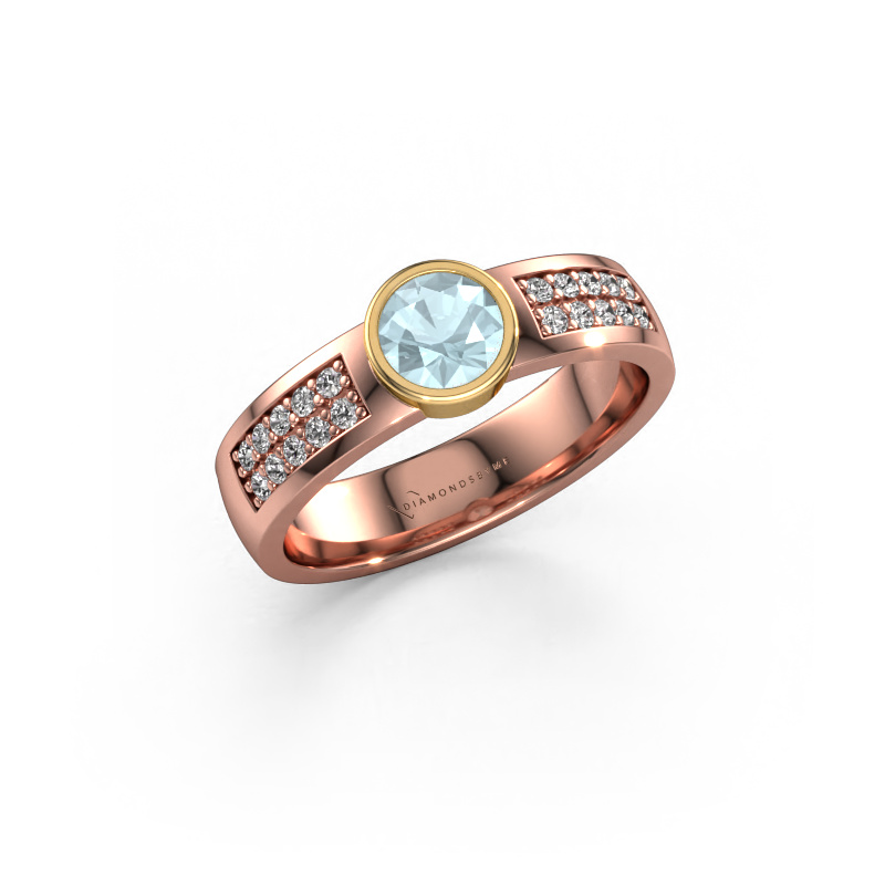 Bild von Verlobungsring Ise 3 585 Roségold Aquamarin 4.7 mm
