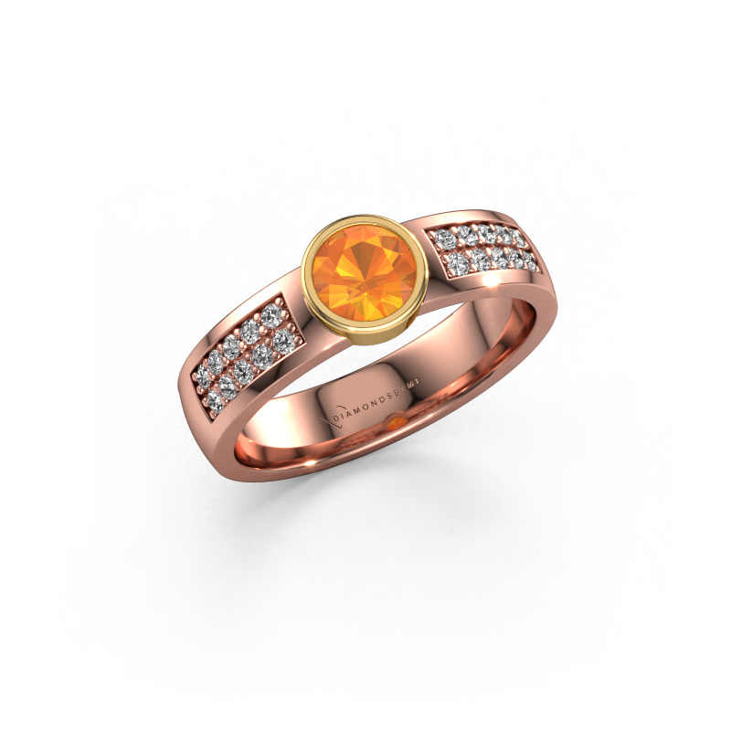 Image de Bague de fiançailles Ise 3 585 or rose Citrine 4.7 mm