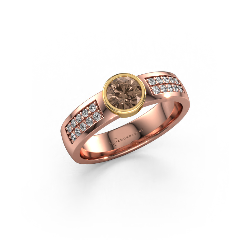 Image de Bague de fiançailles Ise 3 585 or rose Diamant brun 0.55 crt