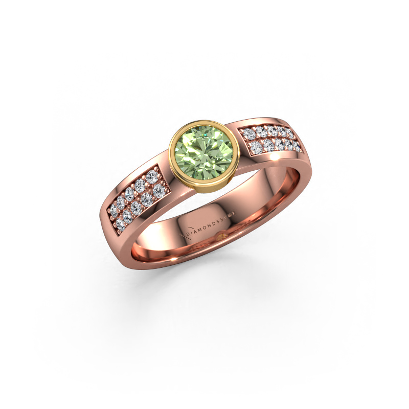 Bild von Verlobungsring Ise 3 585 Roségold Grüner Labor-Diamant 4.7 mm