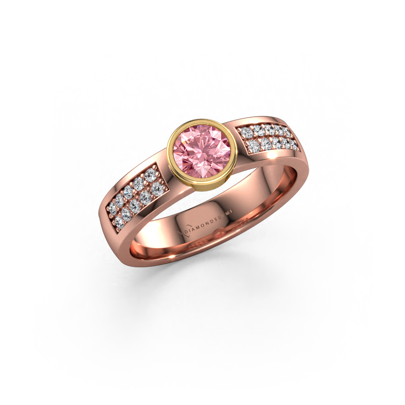 Image of Engagement ring Ise 3 585 rose gold Pink lab grown diamond 4.7 mm
