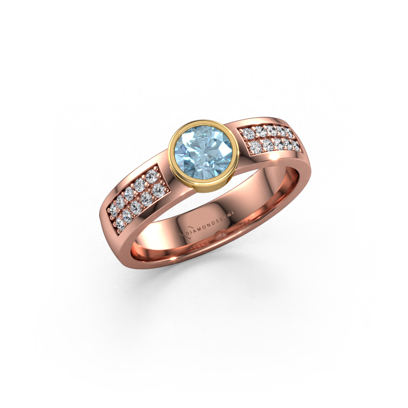 Image of Engagement ring Ise 3 585 rose gold Blue lab grown diamond 4.7 mm