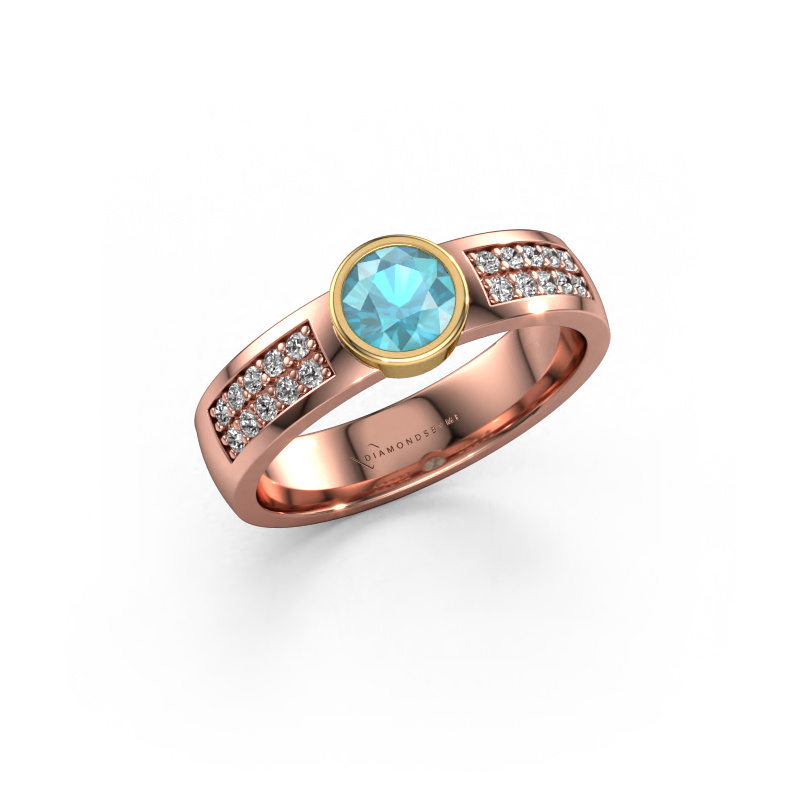 Bild von Verlobungsring Ise 3 585 Roségold Blau Topas 4.7 mm