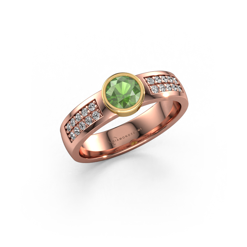 Image of Engagement ring Ise 3 585 rose gold Tourmaline green 4.7 mm