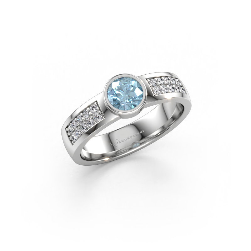 Immagine di Anello di fidanzamento Ise 3 585 oro bianco Diamante lab grown blu 4.7 mm