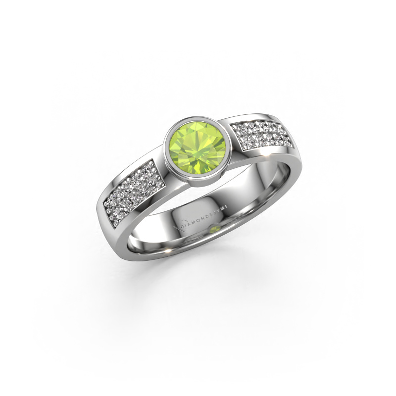 Bild von Verlobungsring Ise 3 950 Platin Peridot 4.7 mm