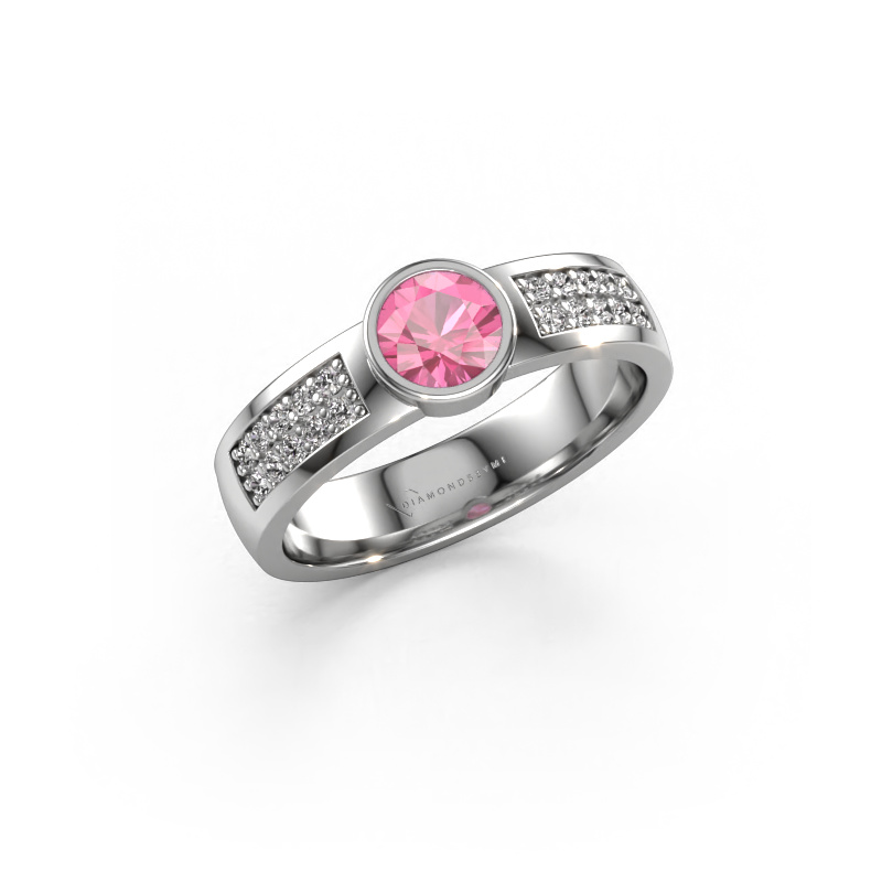 Bild von Verlobungsring Ise 3 950 Platin Pink Saphir 4.7 mm