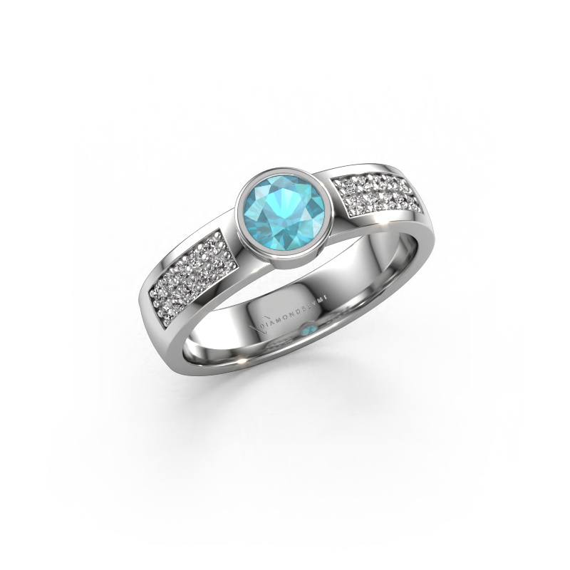 Image of Engagement ring Ise 3 950 platinum Blue topaz 4.7 mm