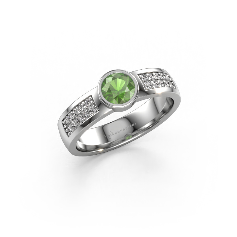Image of Engagement ring Ise 3 950 platinum Tourmaline green 4.7 mm