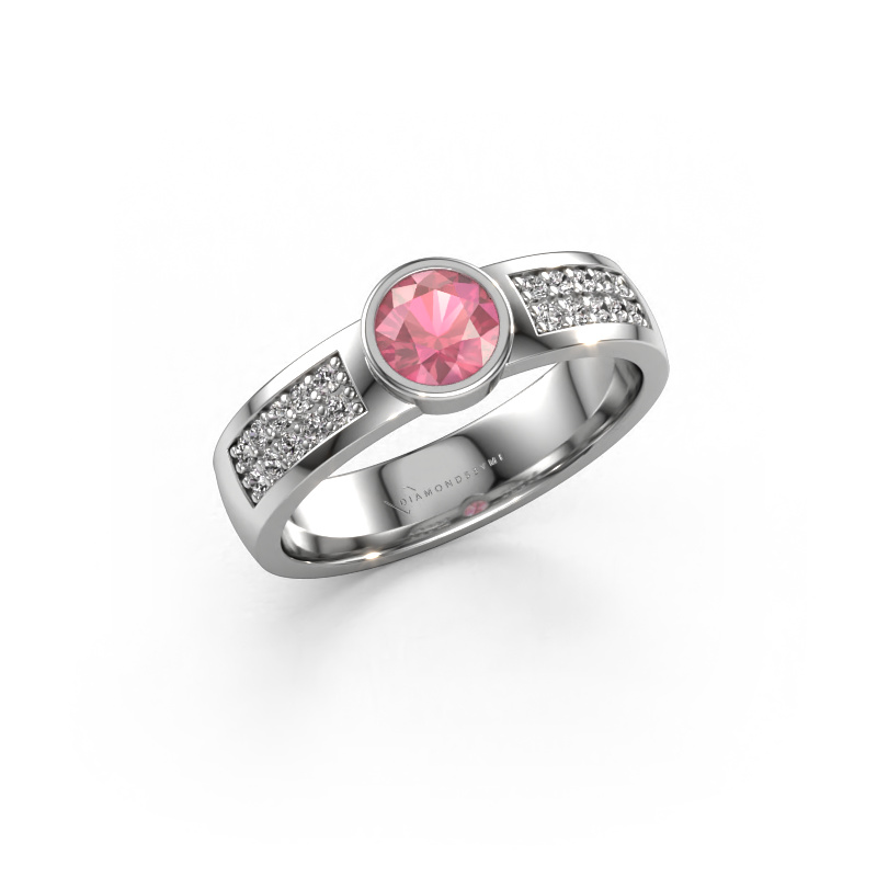 Image of Engagement ring Ise 3 950 platinum Tourmaline pink 4.7 mm