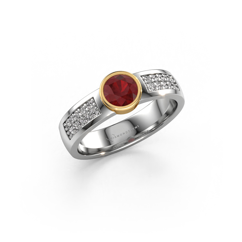 Image of Engagement ring Ise 3 585 white gold Ruby 4.7 mm