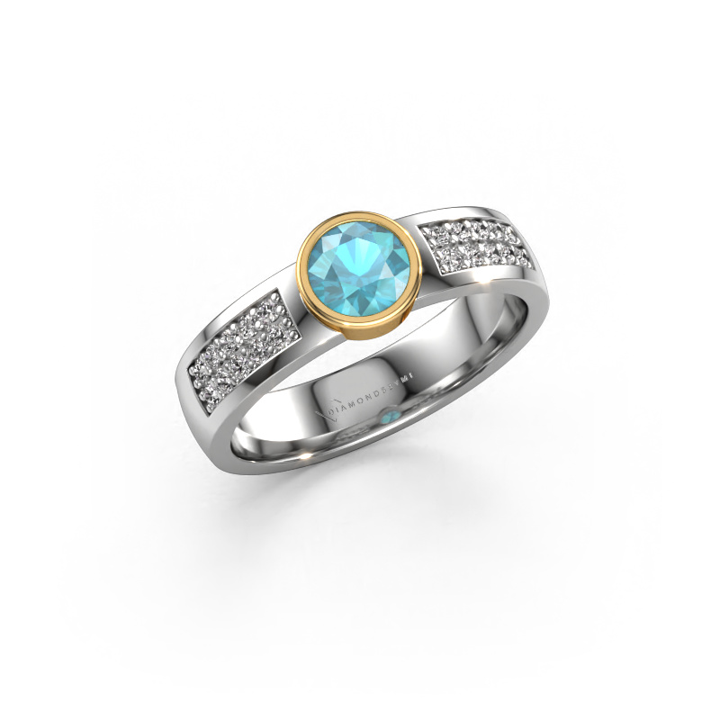 Bild von Verlobungsring Ise 3 585 Weißgold Blau Topas 4.7 mm