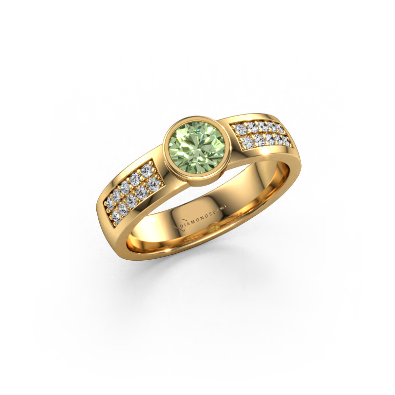 Image of Engagement ring Ise 3 585 gold Green lab grown diamond 4.7 mm