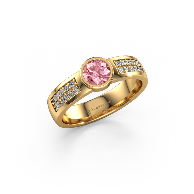 Image of Engagement ring Ise 3 585 gold Pink lab grown diamond 4.7 mm