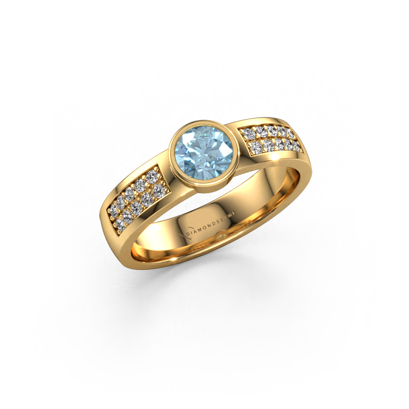 Image of Engagement ring Ise 3 585 gold Blue lab grown diamond 4.7 mm