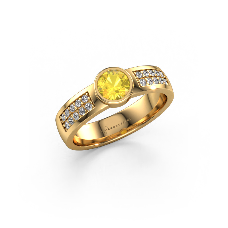 Image of Engagement ring Ise 3 585 gold Yellow sapphire 4.7 mm