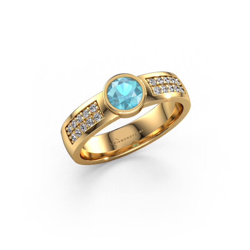 Image of Engagement ring Ise 3 585 gold Blue topaz 4.7 mm
