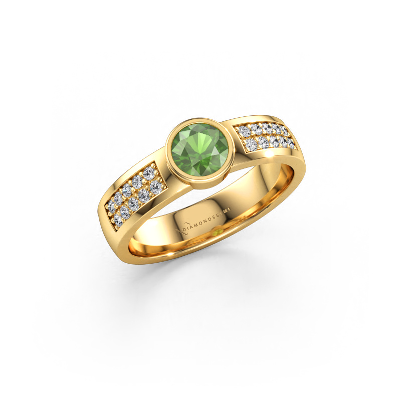Bild von Verlobungsring Ise 3 585 Gold Turmalin grün 4.7 mm