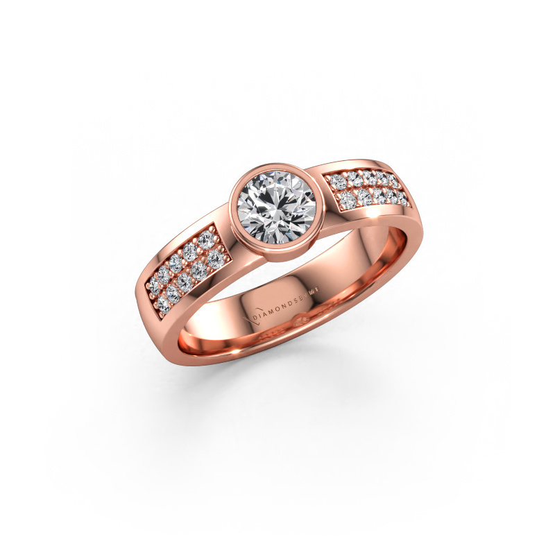 Immagine di Anello di fidanzamento Ise 3 585 oro rosa Diamante 0.65 crt
