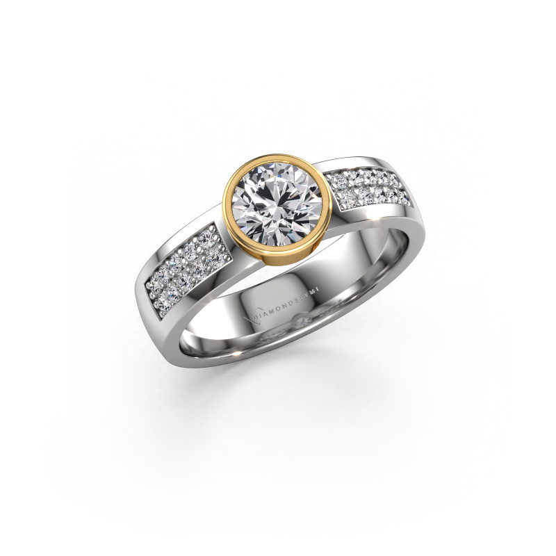 Image of Engagement ring Ise 3 585 white gold Lab grown diamond 0.85 crt