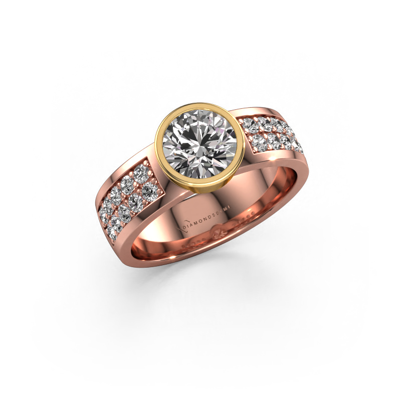 Bild von Verlobungsring Ise 3 585 Roségold Diamant 1.40 crt
