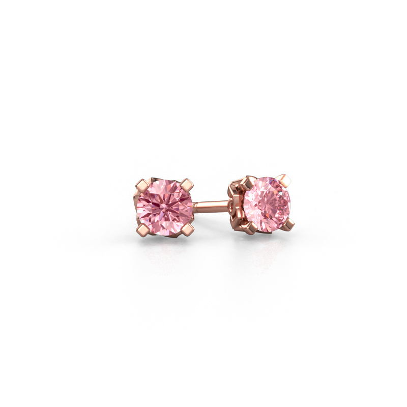 Image of Earrings Ize 585 rose gold Pink lab grown diamond 5 mm