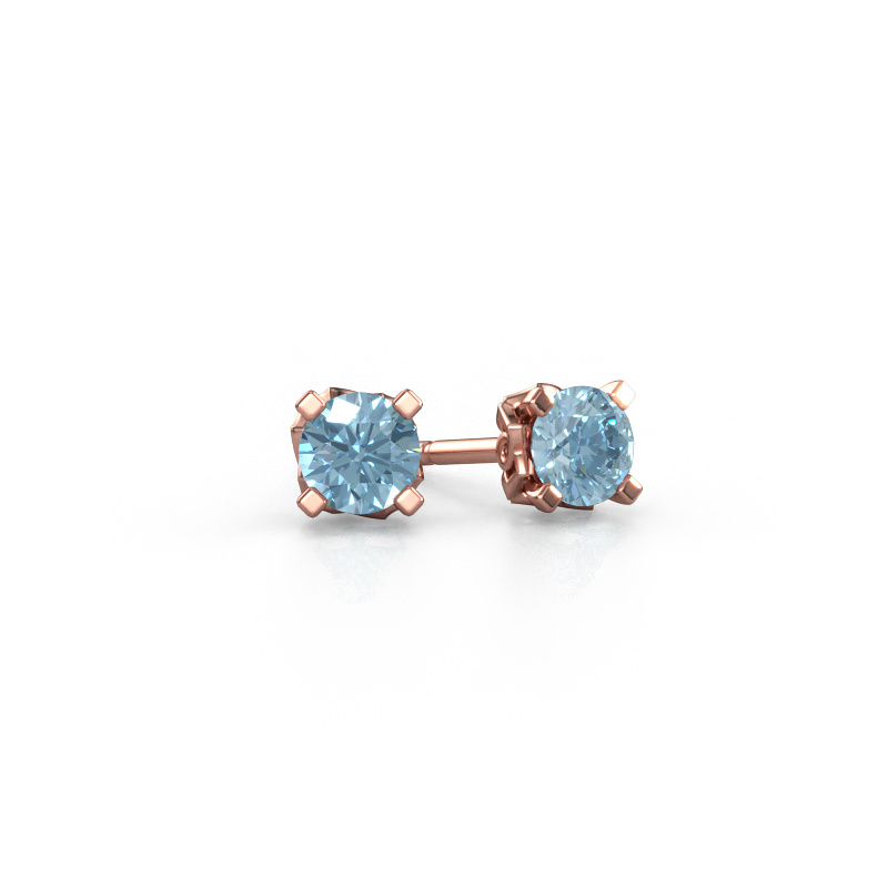 Image of Earrings Ize 585 rose gold Blue lab grown diamond 5 mm