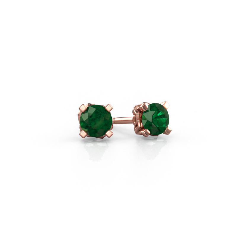 Image of Earrings Ize 585 rose gold Emerald 5 mm