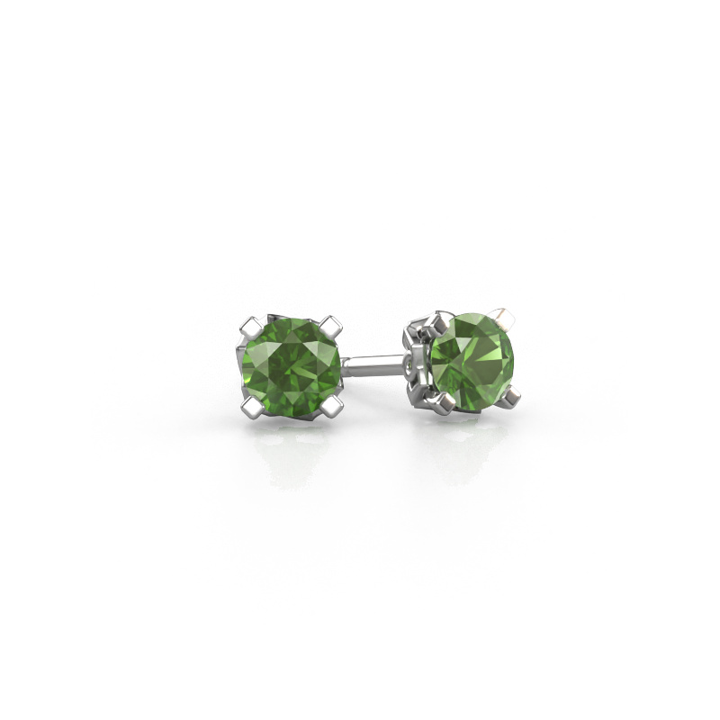 Image of Earrings Ize 585 white gold Tourmaline green 5 mm