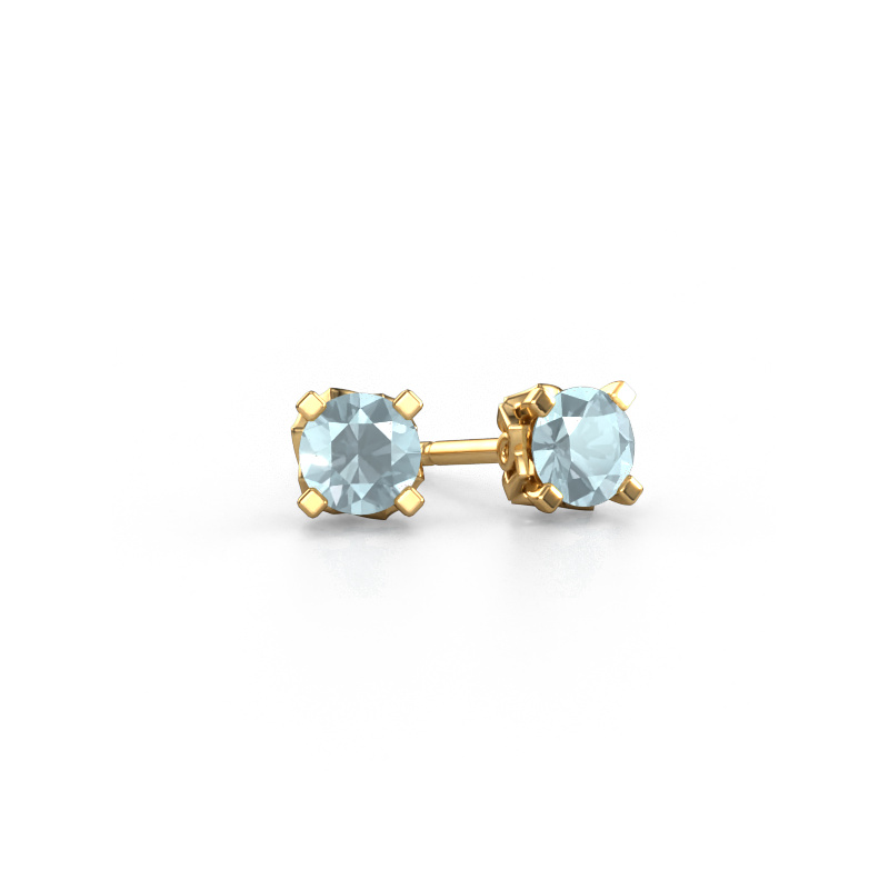 Image de Boucles d'oreilles Ize 585 or jaune Aigue-marine 5 mm
