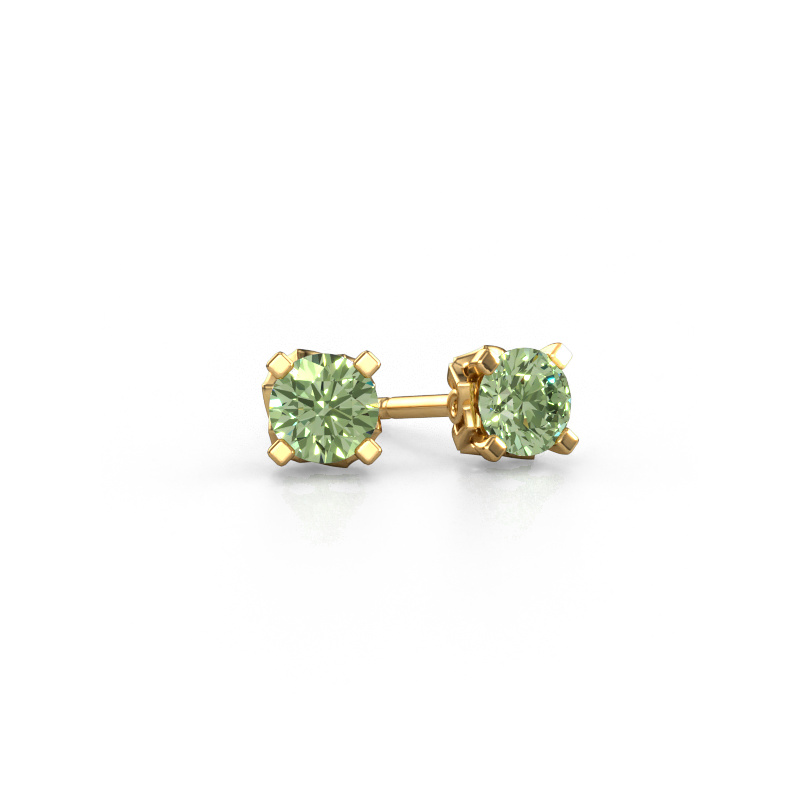 Image of Earrings Ize 585 gold Green lab grown diamond 5 mm