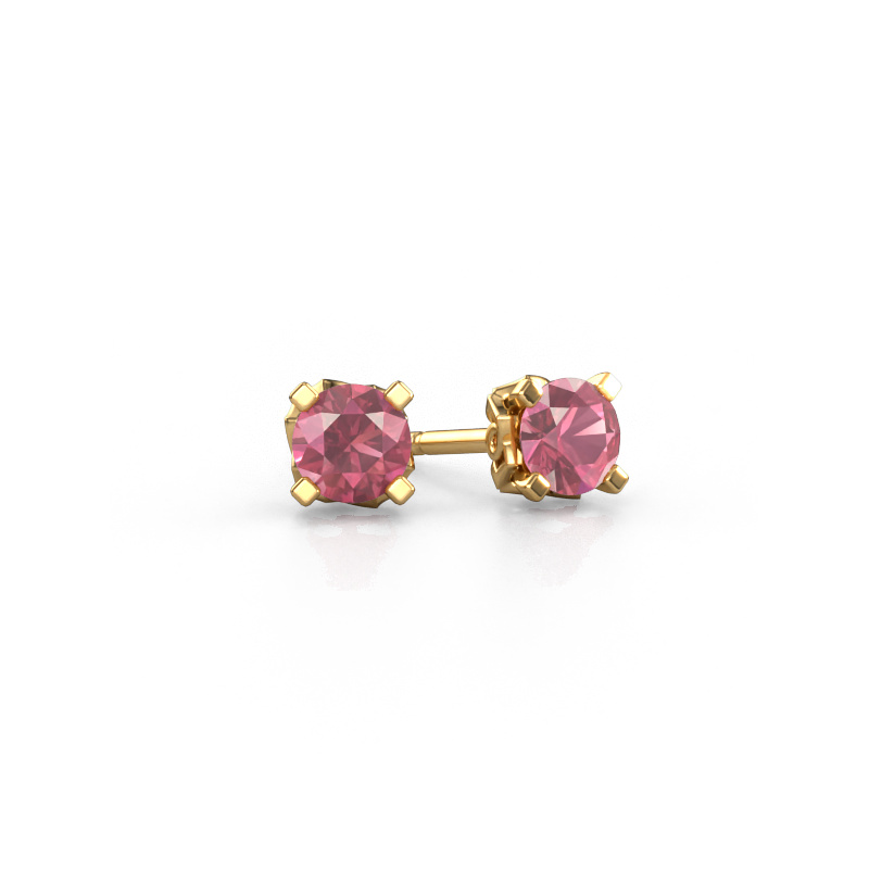 Image de Boucles d'oreilles Ize 585 or jaune Rose tourmaline 5 mm