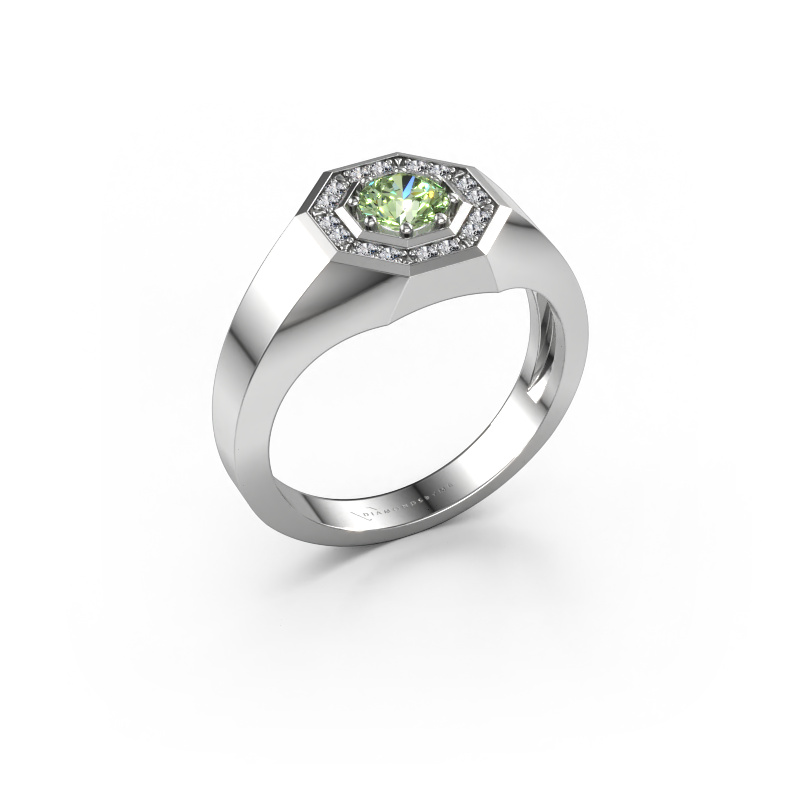 Afbeelding van Heren ring Jaap 585 Witgoud Groene lab grown diamant 5 mm