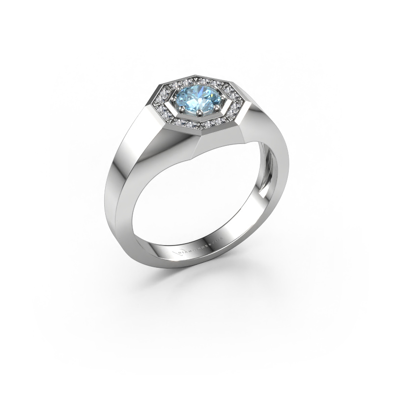 Bild von Herrenring Jaap 585 Weißgold Blauer Labordiamant 5 mm
