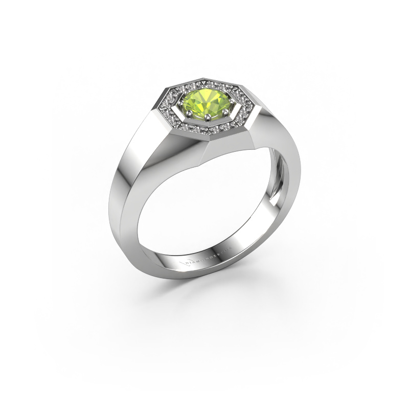 Image of Men's ring Jaap 585 white gold Peridot 5 mm