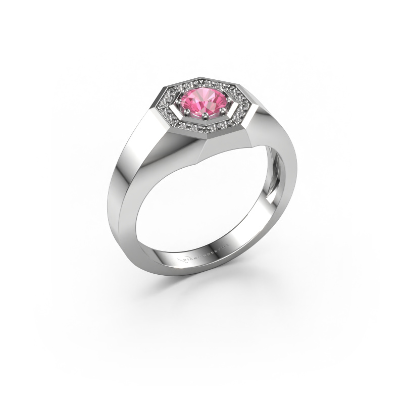 Afbeelding van Heren ring Jaap 585 witgoud Roze saffier 5 mm