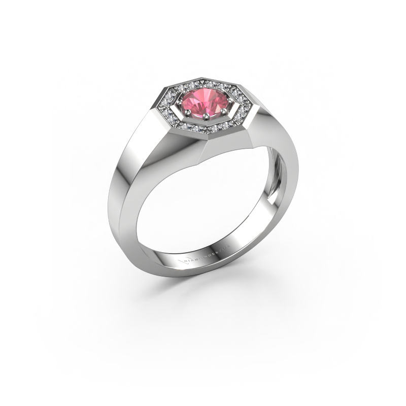 Image of Men's ring Jaap 585 white gold Tourmaline pink 5 mm