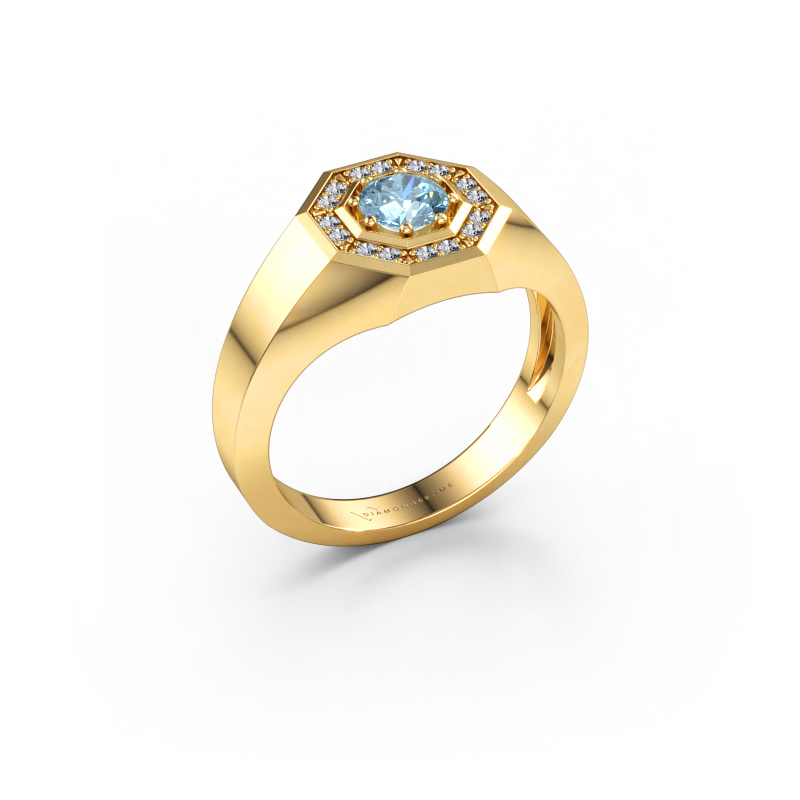 Bild av Herrring Jaap 585 gult guld Blå labbodlad diamant 5 mm