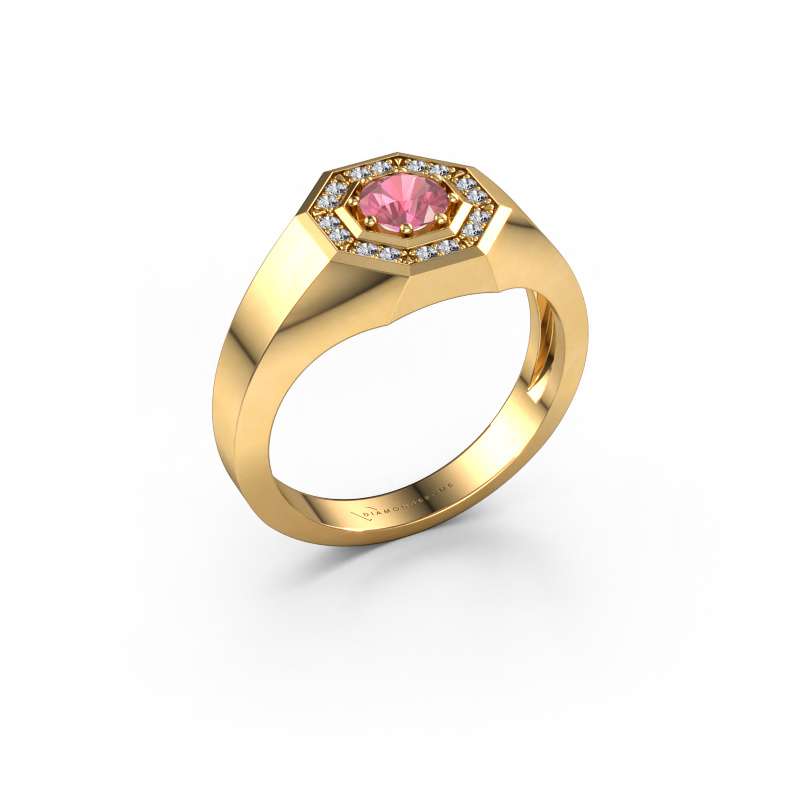Image of Men's ring Jaap 585 gold Tourmaline pink 5 mm