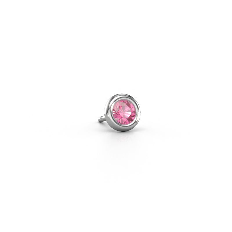 Image of Men's earring Jace 585 white gold Pink sapphire 4 mm