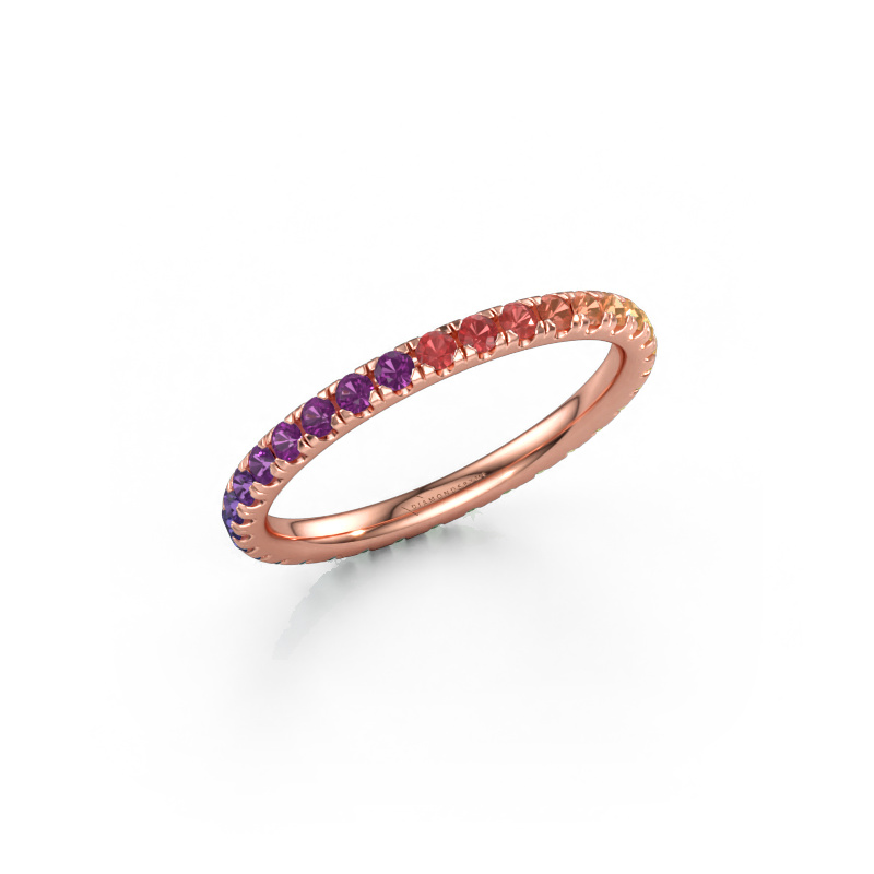 Afbeelding van Aanschuifring Jackie 1.7 585 rosé goud Rainbow saffier 1 1.7 mm