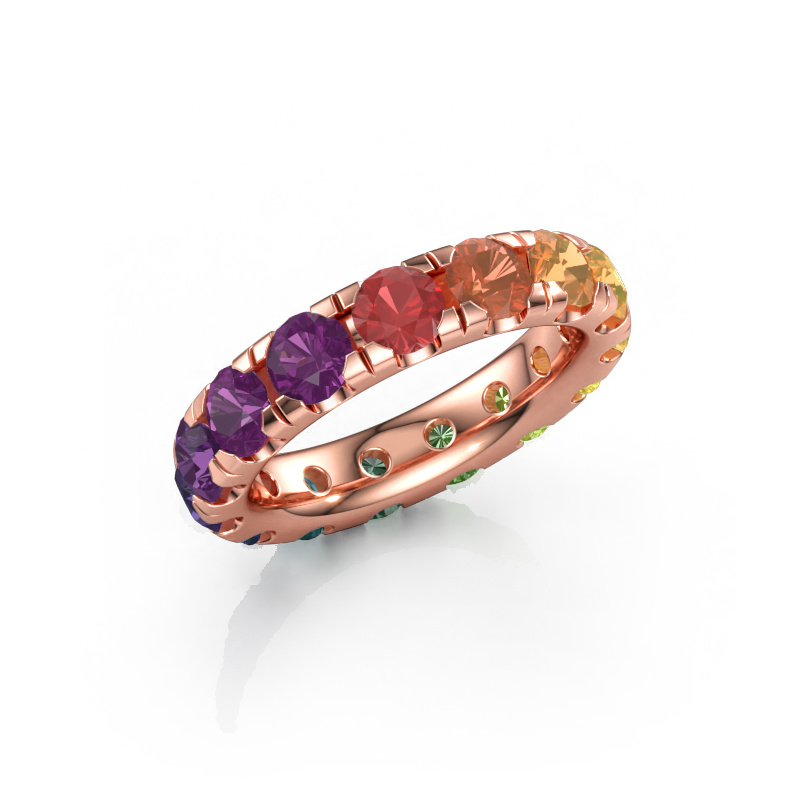 Afbeelding van Aanschuifring Jackie 4.2 585 rosé goud Rainbow saffier 1 4.2 mm