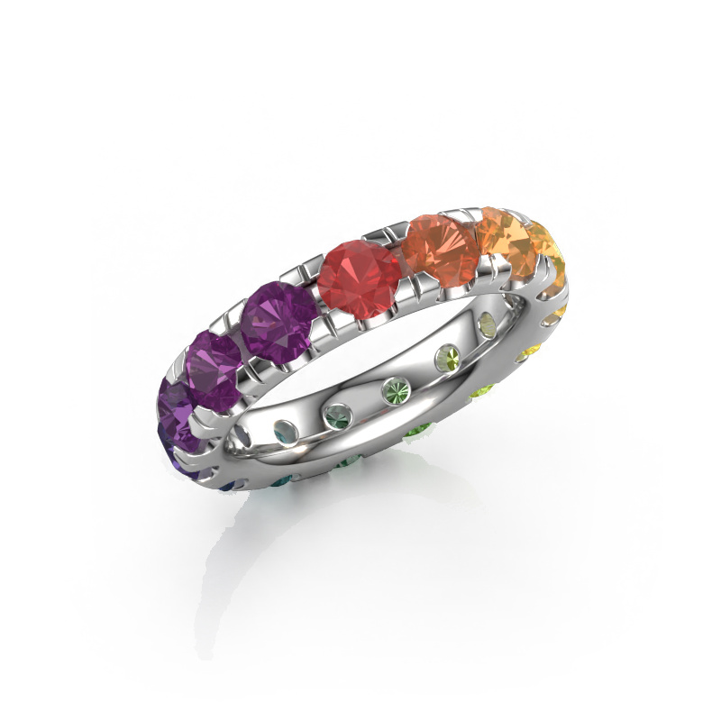 Image of Stackable ring Jackie 4.2 585 white gold Rainbow sapphire 1 4.2 mm