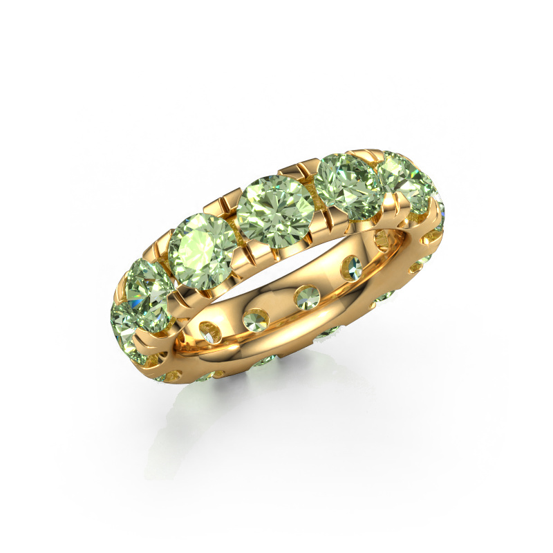 Image de Bague superposable Jackie 5.0 585 or jaune Diamants synthétiques vert 5 mm