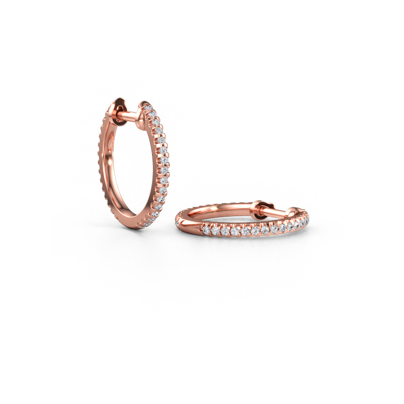 Image de Créoles Jackie 12.5 mm A 585 or rose Diamant 0.31 crt