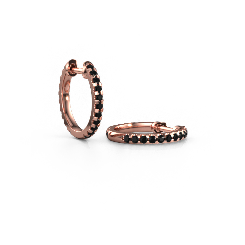 Image of Hoop earrings Jackie 12.5 mm A 585 rose gold Black diamond 0.756 crt