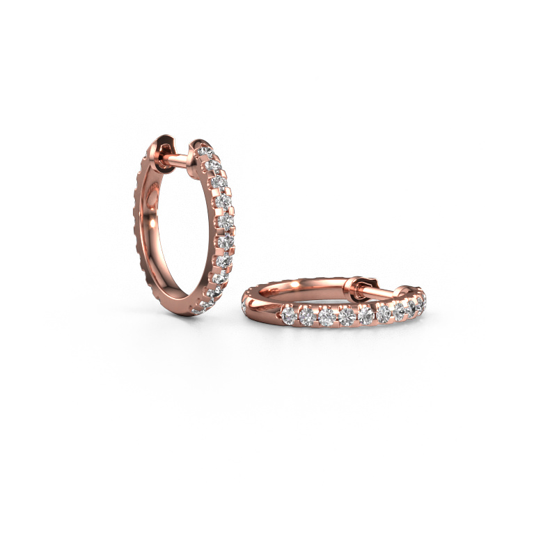 Image of Hoop earrings Jackie 12.5 mm A 585 rose gold Zirconia 1.5 mm