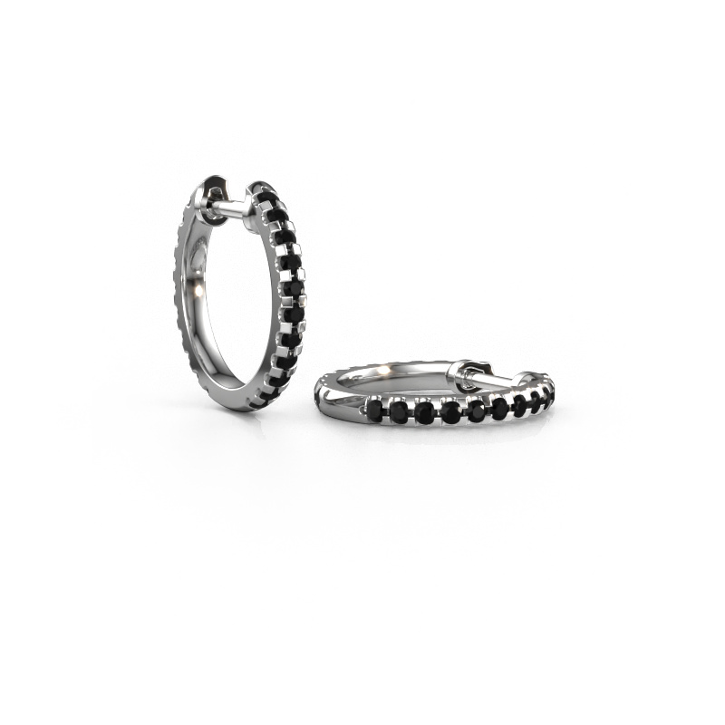 Image of Hoop earrings Jackie 12.5 mm A 585 white gold Black diamond 0.756 crt