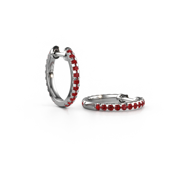 Image of Hoop earrings Jackie 12.5 mm A 950 platinum Ruby 1.5 mm