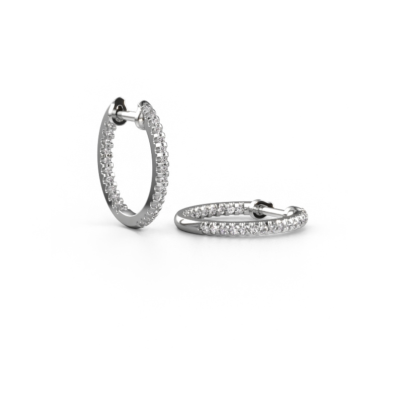 Image of Hoop earrings Jackie 12.5 mm B 585 white gold Diamond 0.27 crt